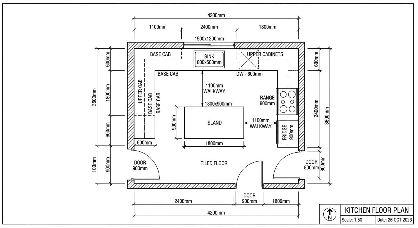 Rysunek techniczny kuchni