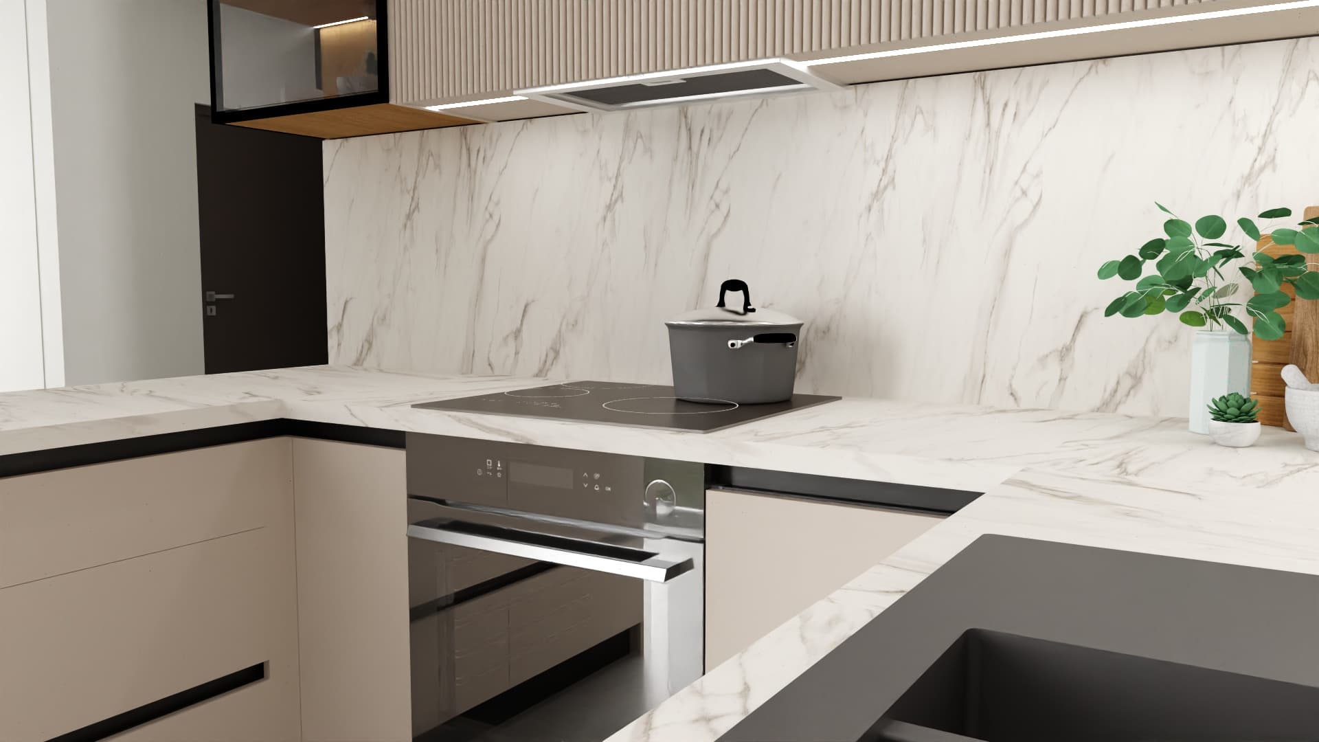 Kuchnia z blatem marmurkowym