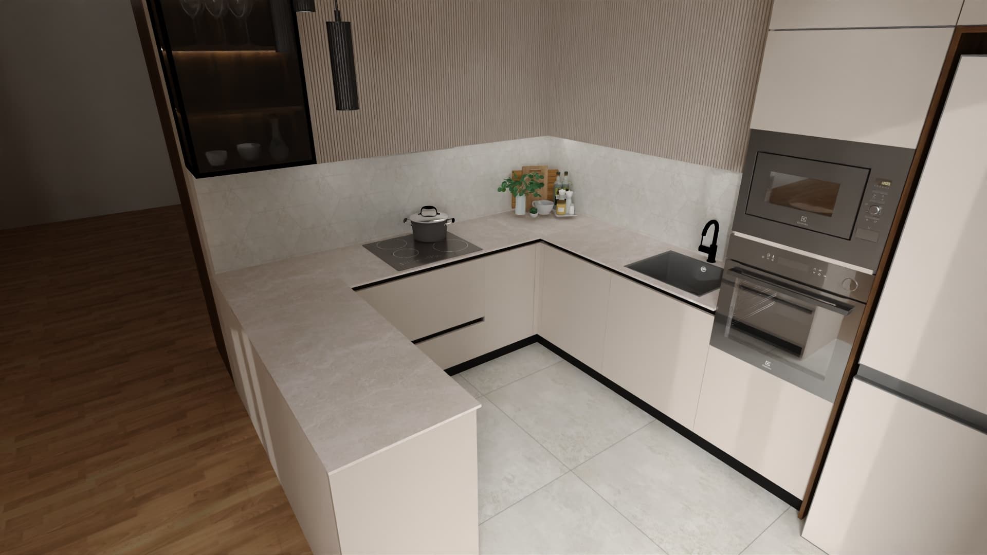 Kuchnia w kształcie U — jasna