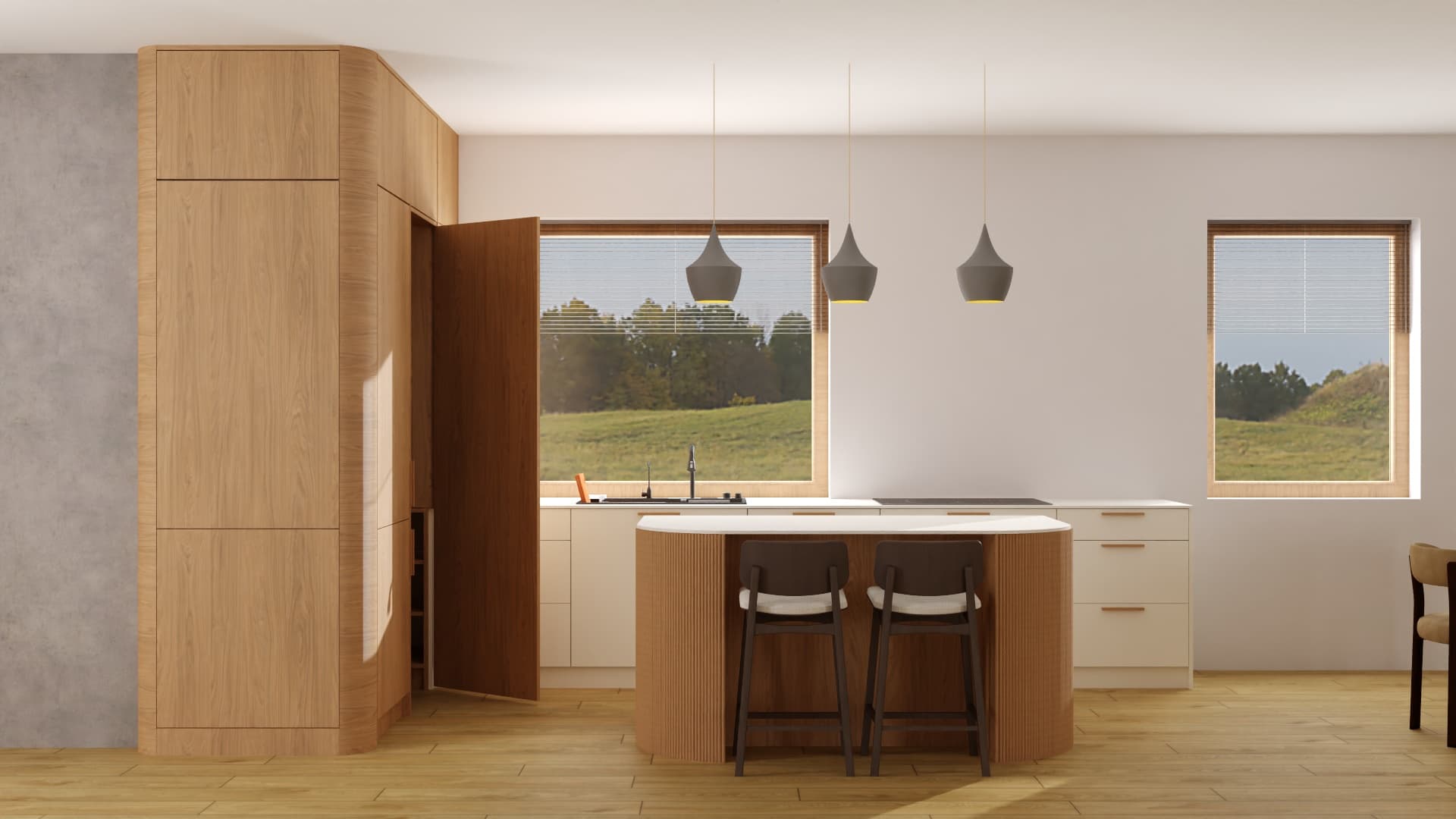 Kuchnia z drewnianą wyspą